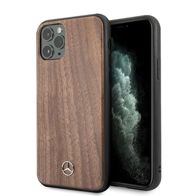 Étui Mercedes Wood Line Walnut pour iPhone 11 Pro Max, marron
