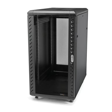 StarTech.com Armario Rack para Servidores 18U 19'' 4 Columnas - Rack de Servidores con Cerradura y Seguro - Rack con Ruedas y Carriles de Montaje Ajustables para Equipo de Red