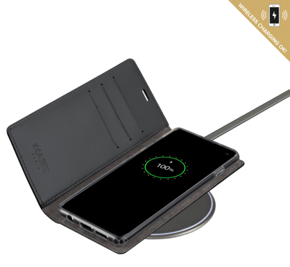 Diarycase 2.0 Custodia a conchiglia in vera pelle con supporto magnetico per Samsung Galaxy S10, Midnight Black