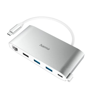 Hub USB-C, multiport, 8 ports, 3 USB-A, 2 USB-C, VGA, HDMI, LAN