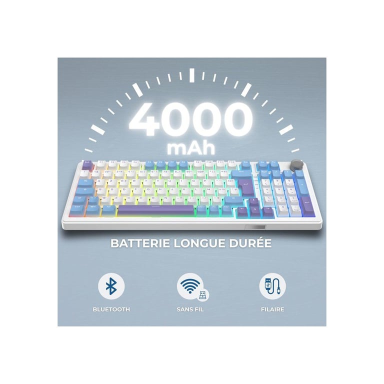 Clavier Gaming The G-Lab Keyz Elite 400 – Triple Mode, RGB, AZERTY - vue 5