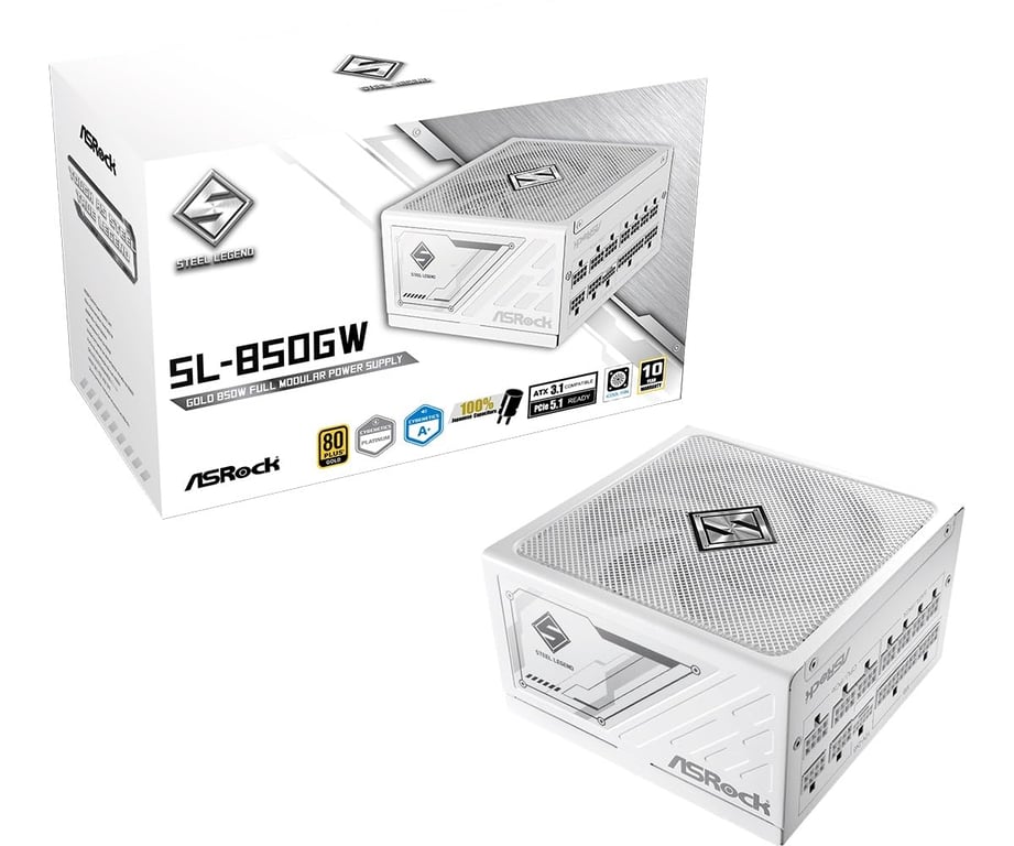 Alimentation ATX ASRock Steel Legend SL 850GW 80+ Or Modulaire - vue 2