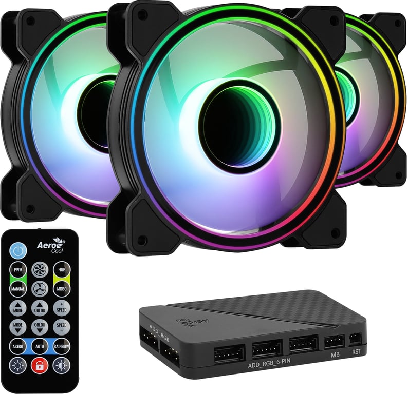 AEROCOOL Mirage 12 Pro ARGB Pack de 3 Ventilateur 120mm A RGB pour boitier Neuf