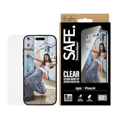 PanzerGlass SAFE. by ® Screen Protector iPhone Air | Ultra-Wide Fit w. EasyAligner Protector de pantalla Apple 1 pieza(s)
