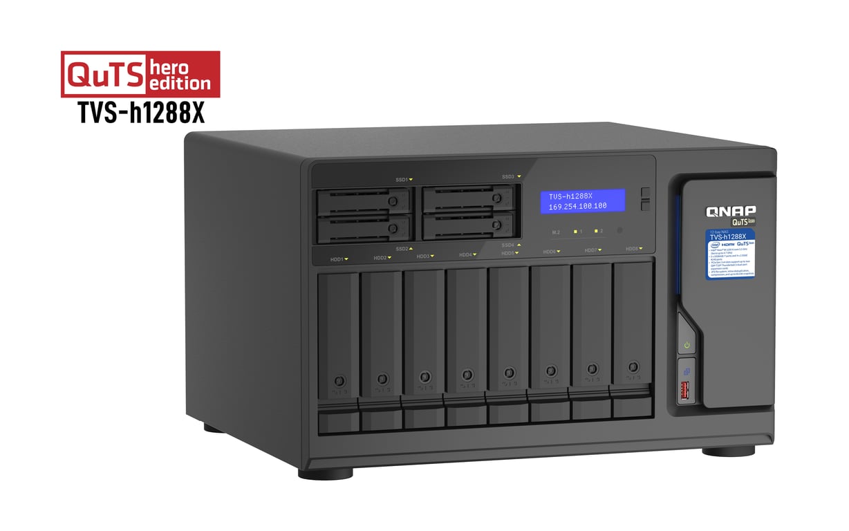QNAP TVS h1288X NAS Tower Intel® Xeon® W 1250 DDR4 0 To QuTS hero Neuf - vue 3