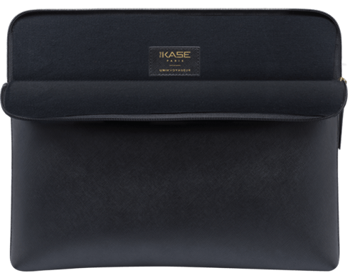 Funda de piel auténtica Saffiano para MacBook Pro Retina Thunderbolt 3 USB-C y Macbook Air 2018 de 13 pulgadas, negro medianoche