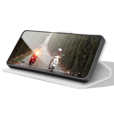 Zanaé Funda tipo cartera para Samsung A42 5G con soporte y lengüeta magnética Blanco