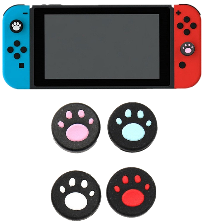 Protege Joysticks Patte de Chat x2 pour Joy-Con Manette Nintendo Switch Silicone Grip Accroche Lot d