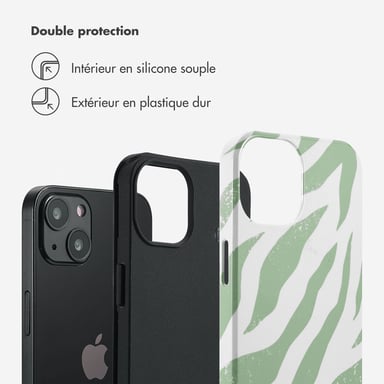 Selencia Coque arrière Vivid pour iPhone 13 - Colorful Zebra Sage Green