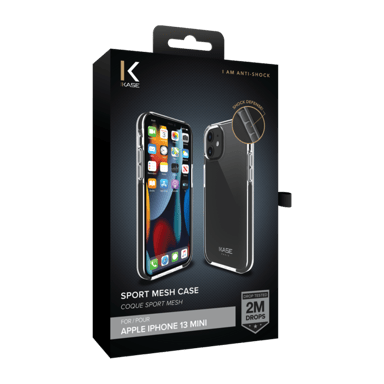 Funda trasera de malla deportiva para Apple iPhone 13 mini, negro azabache