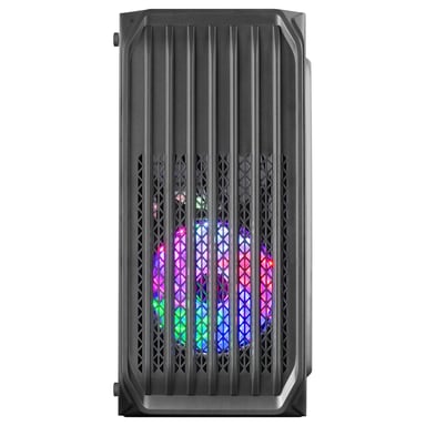 Mars Gaming MC-S2, Caja PC Compacta Gaming Micro-ATX, 2 Ventiladores FRGB Raibow con Rejilla Frontal, Ventana Lateral Completa, Negro