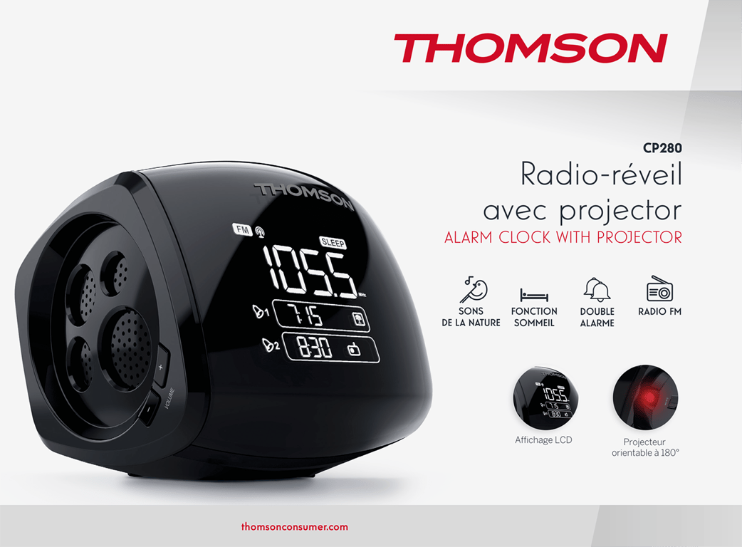Radio Réveil Thomson CP280 – Double Alarme, Projecteur d'Heure - vue 6