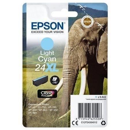 EPSON Cartouche d'encre T2435 XL Cyan Clair - Eléphant  (C13T24354012) - Neuf