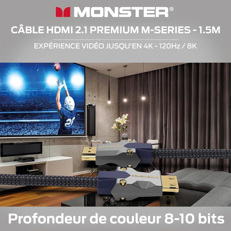CABLE HDMI M3000 UHD 8K DOLBY VISION HDR 48GBPS 1.5M - vue 5