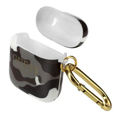 Guess Funda AirPods de silicona semirrígida con diseño de camuflaje Gris