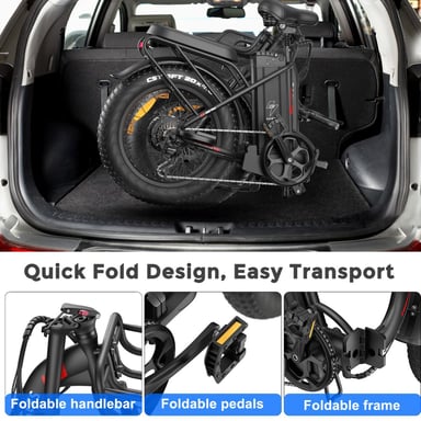 Bicicleta eléctrica plegable FAFREES F20 Max con batería LG de 48 V y 30 Ah y pantalla LCD - roja