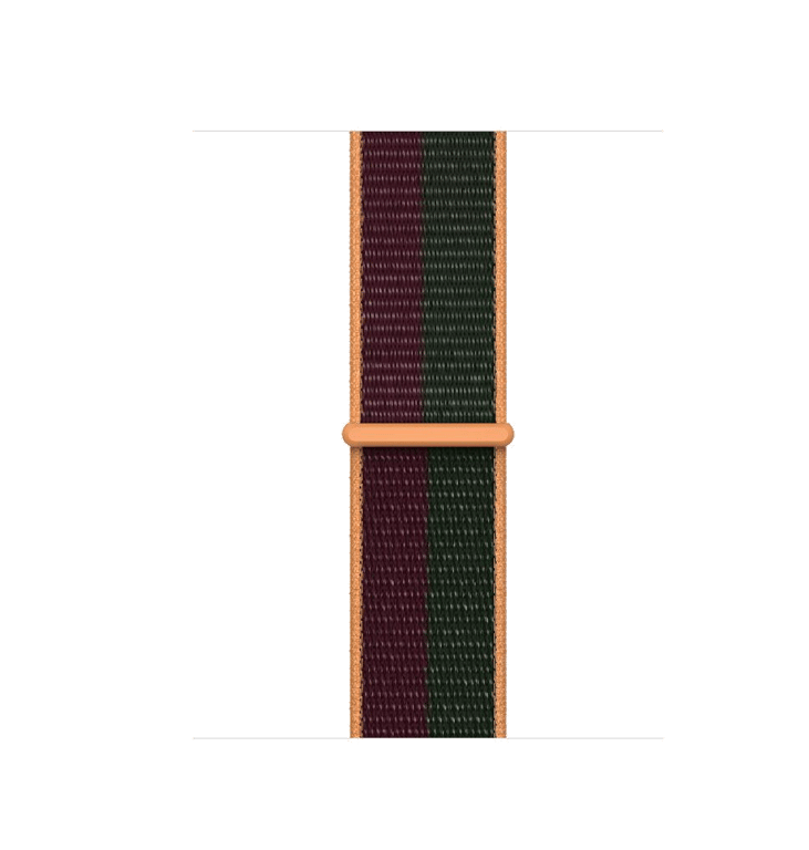 Boucle Sport Loop pour Apple Watch 41 mm - Cerise noire/ Vert forêt