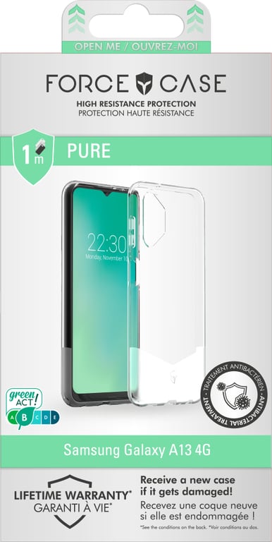 Coque Renforcée Samsung G A13 4G PURE Garantie à vie Transparente Force Case