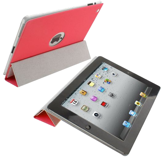 Smart Cover Etui Housse Coque Sticker Rouge de Protection Ipad 3 Integrale Pro Faux cuir YONIS