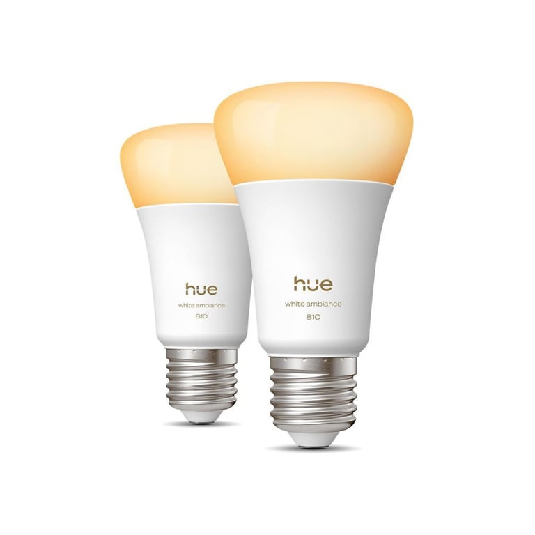 Pack de 2 Ampoules connectées Philips Hue White Ambiance A60 929003854802 E27 810 lm 6W dimmables Blanc Ambiance - Neuf