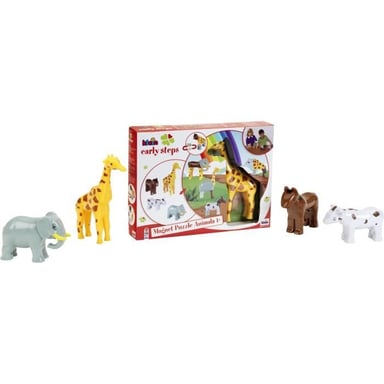 Animaux magnétiques - 0065 - 4 grands animaux Funny Puzzle, boîte ouverte - 16 pieces - Des 12 mois