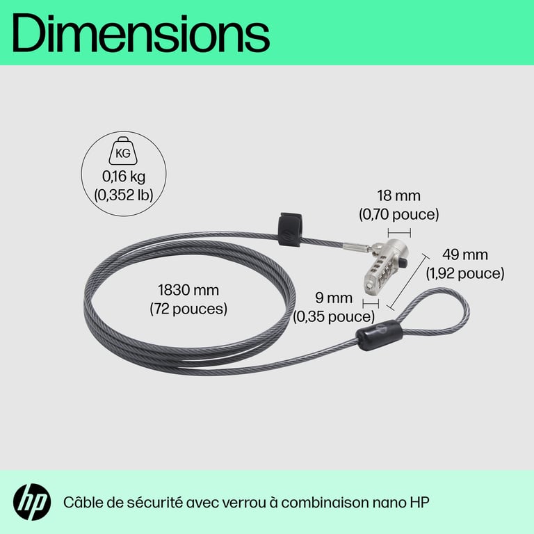 HP Nano Câble Lock - vue 3
