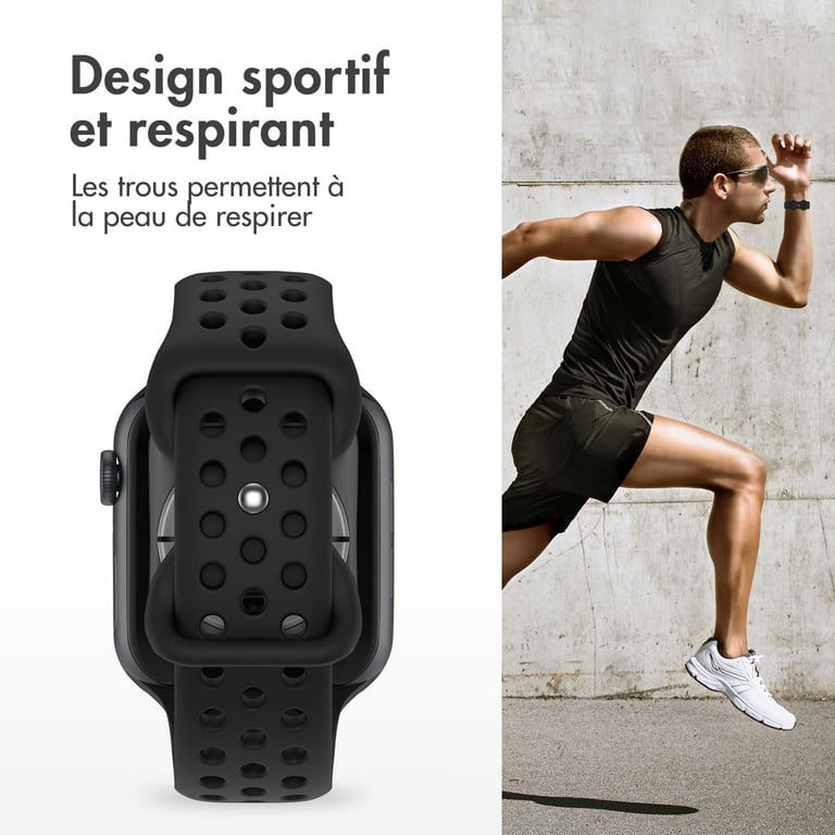 imoshion Bracelet Sport? en silicone pour Apple Watch | 38/40/41/42 mm - Taille S/M - Noir - Neuf