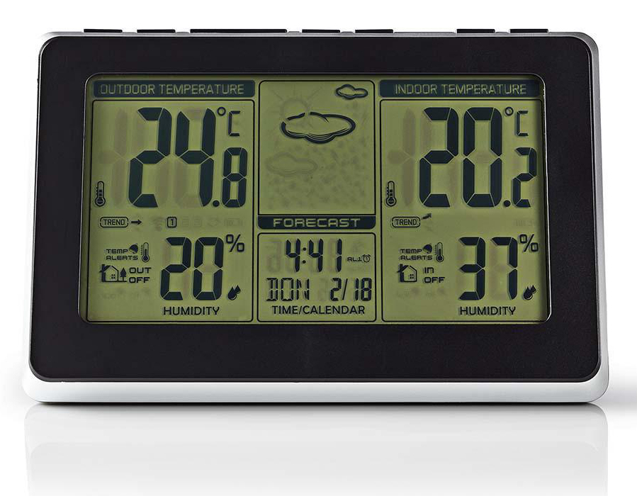 Nedis Station météo sans fil WEST400BK capteur extérieur 433 MHz réveil