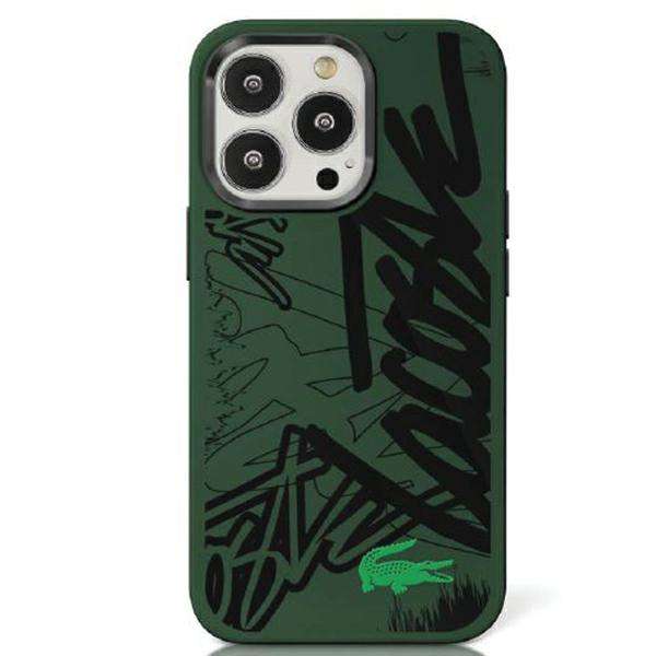 Étui Lacoste pour iPhone 15 Pro 6.1  noir étui rigide Silicone Graffiti - Neuf