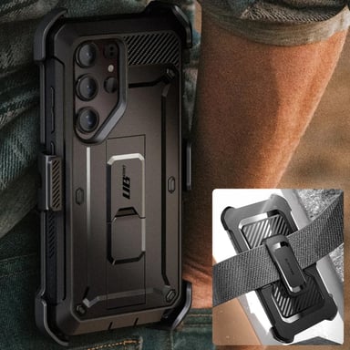 Supcase Carcasa para Samsung Galaxy S25 Ultra Caballete antichoque Negro