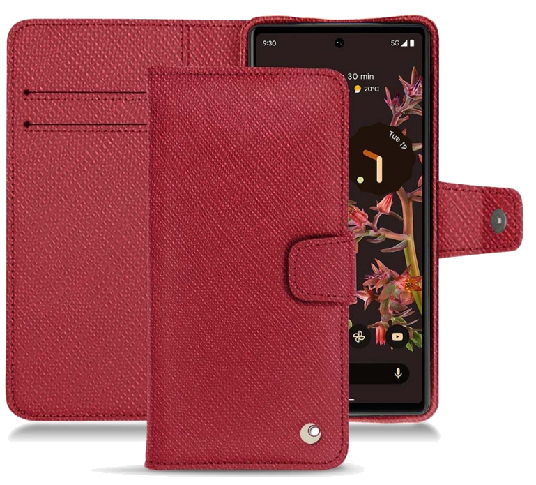 Housse cuir Google Pixel 6 - Rabat horizontal portefeuilleRouge