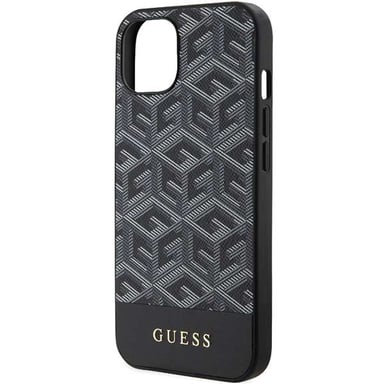 Custodia Guess per iPhone 15 6,1'' nera rigida GCube Stripes MagSafe
