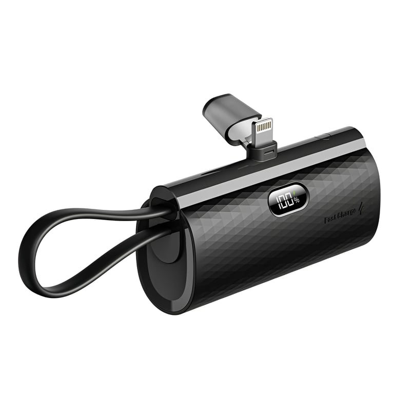 Chargeur Externe 5000mAh Connecteurs iPhone Lightning et USB C 20W Noir - Neuf
