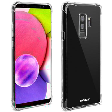 Moozy Coque en silicone anti-choc pour Samsung S9 Plus - Coque de téléphone transparente et transparente en TPU souple