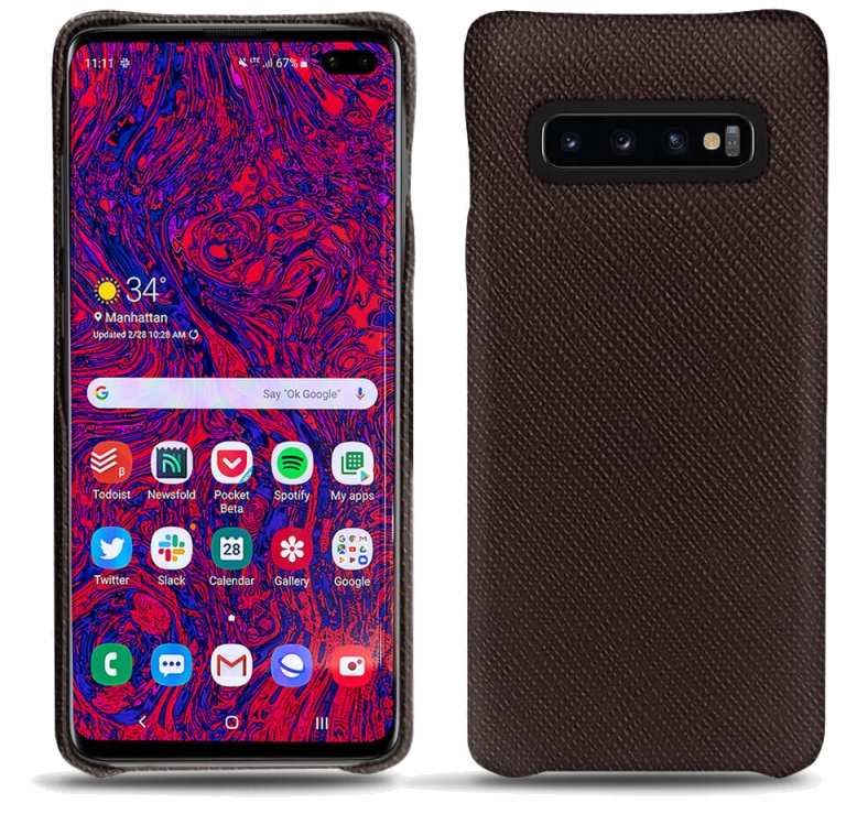 Coque cuir Samsung Galaxy S10+ - Coque arrièreMarron