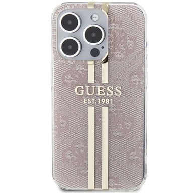 Custodia Guess per iPhone 15 Pro 6.1'' rosa Custodia rigida IML 4G Gold Stripe