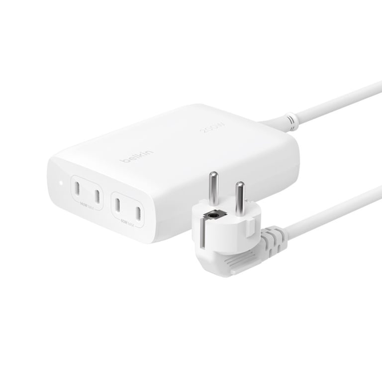Chargeur Secteur 4 Ports USB-C GAN 200W PD et PPS avec Indicateur LED Blanc - Neuf