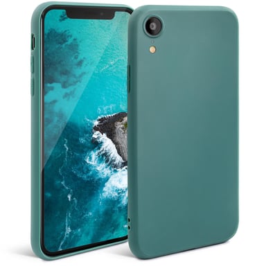 Moozy Minimalist Series Coque en silicone pour iPhone XR, Bleu Gris – Finition mate fine et souple en TPU