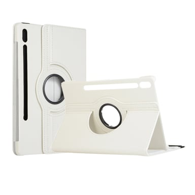 Housse Samsung Galaxy Tab S7 Plus / S8 Plus / S7 FE 12.4 pouces rotative blanche - Etui Pochette blanc Tab S7+ / S8+ coque protection 360 degrés