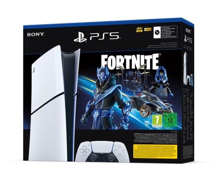 Pack PS5 Slim & Fortnite Cobalt Star - Console de Jeux Playstation 5 Slim (Digitale) 1 To, Blanc