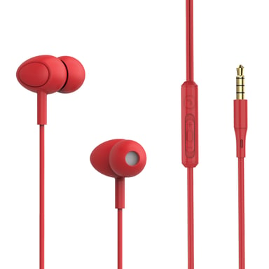 Écouteurs intra-auriculaires filaires Tellur Basic Gamma avec microphone, rouge