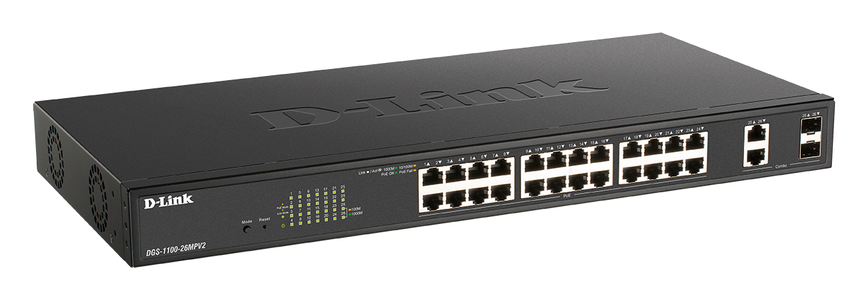 D Link EasySmart 24 ports PoEPoE+Gigabit&2port - vue 3