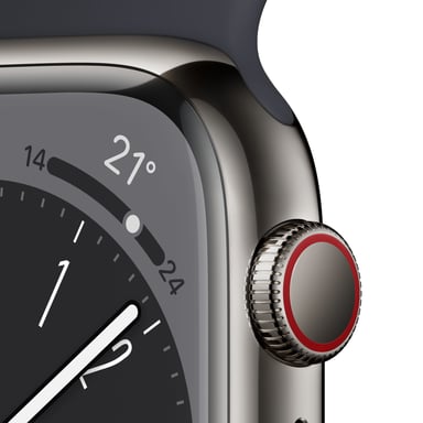 Watch Series 8 OLED 45 mm - Cassa in acciaio inossidabile grafite - GPS + Cellulare - Banda sportiva - Mezzanotte