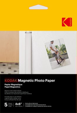 Carta fotografica magnetica KODAK - Confezione da 5 fogli di carta fotografica - Formato 10 x 15 cm - Compatibile con stampanti a getto d'inchiostro