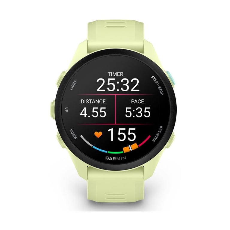 Garmin Forerunner 70 - Montre GPS de running AMOLED 1,2  Tactile Bracelet jaune citron Noir 5 ATM - Neuf