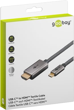 Goobay 75700 câble vidéo et adaptateur 2 m USB Type-C HDMI Type A (Standard) Noir, Argent