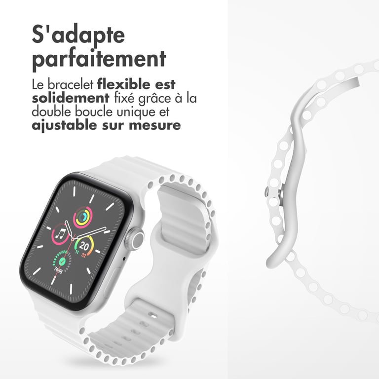 imoshion Bracelet en silicone athlétique pour l'Apple Watch Series 1 à 10 / SE / Ultra (2) (44/45/46/49 mm) - Blanc - Neuf