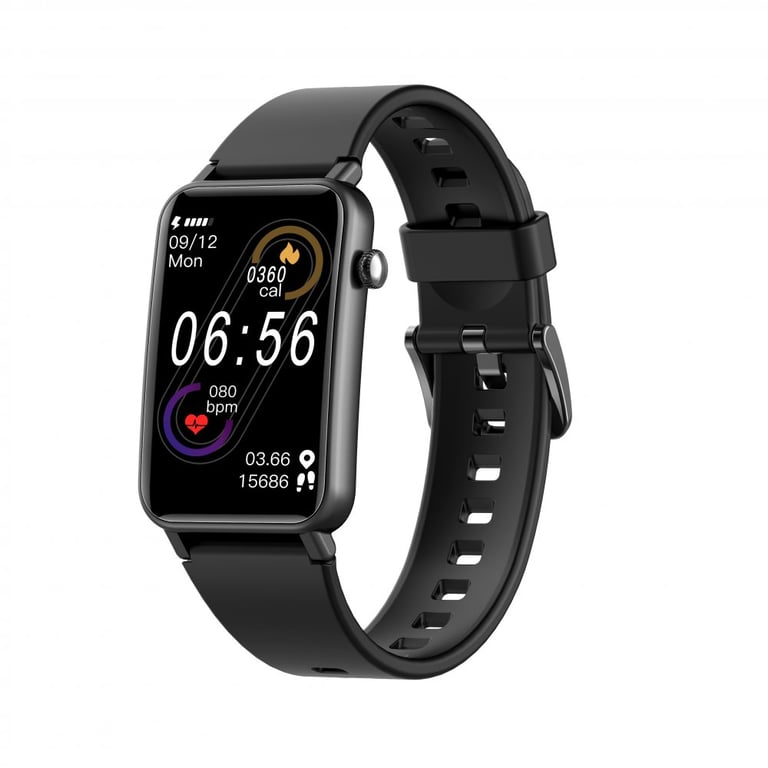 Montre connectée Bluetooth avec écran 1.57, étanchéité IP68, moniteur de  fréquence cardiaque et d'oxygène dans le sang - Noir - La Coque Française