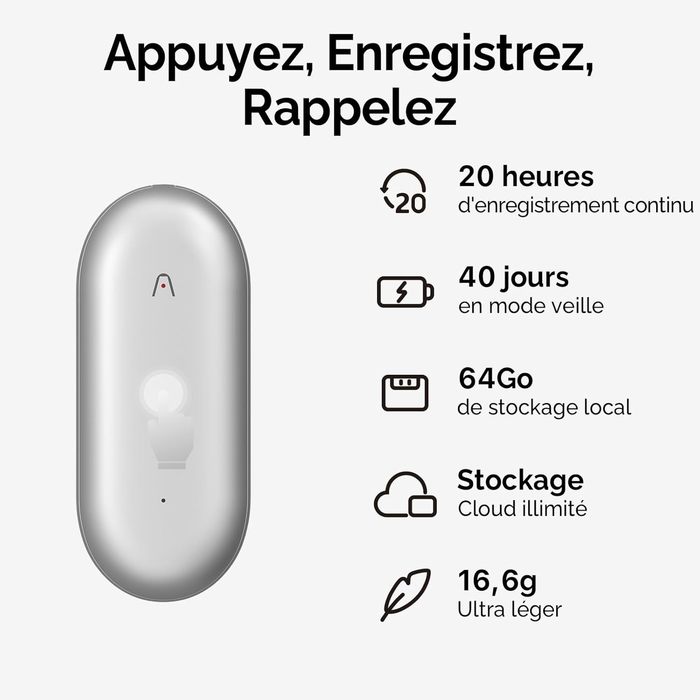 Dictaphone Plaud NotePin cosmique - vue 3