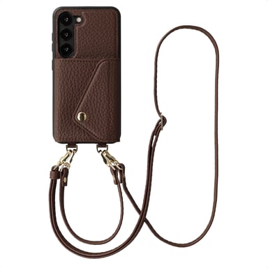Selencia Coque de télephone Sera avec cordon et porte-cartes enveloppe pour Samsung Galaxy S23 - Chocolate Brown